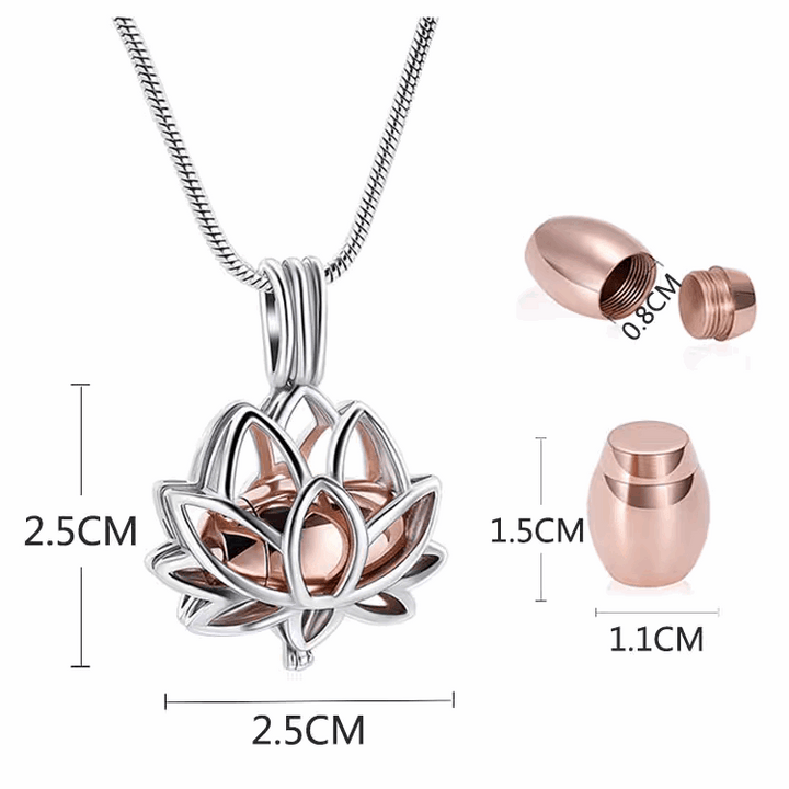 Hollow Lotus Keepsake Urn Cremation Necklace