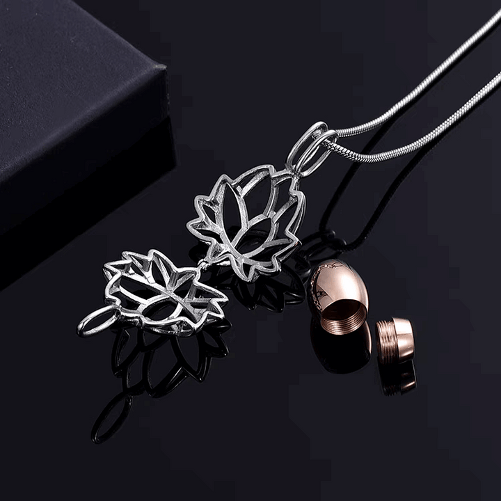 Hollow Lotus Keepsake Urn Cremation Necklace