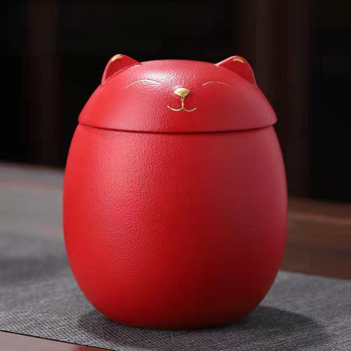 Red ceramic urn