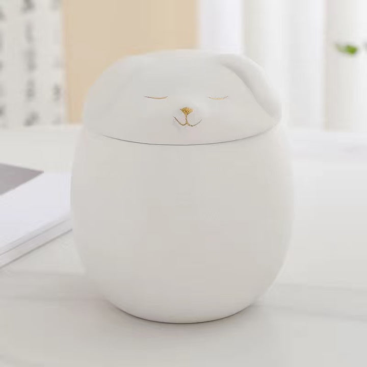 White ceramic urn dog keepsake
