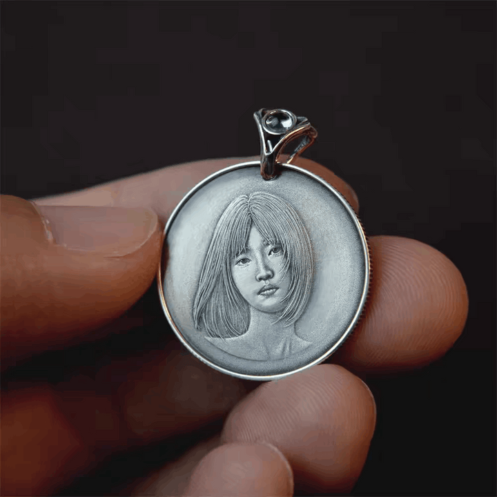 Sterling Silver Relief Pendant | Portrait Memorial Customization