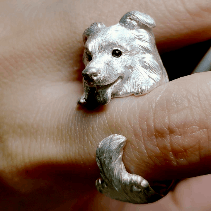 Border Collie Portrait Ring | Pet Silver Ring
