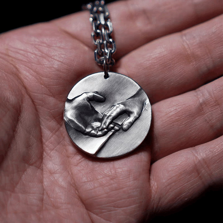 Holding your hand | Love Memorial Sterling Silver Hand-carved Hanging Tag