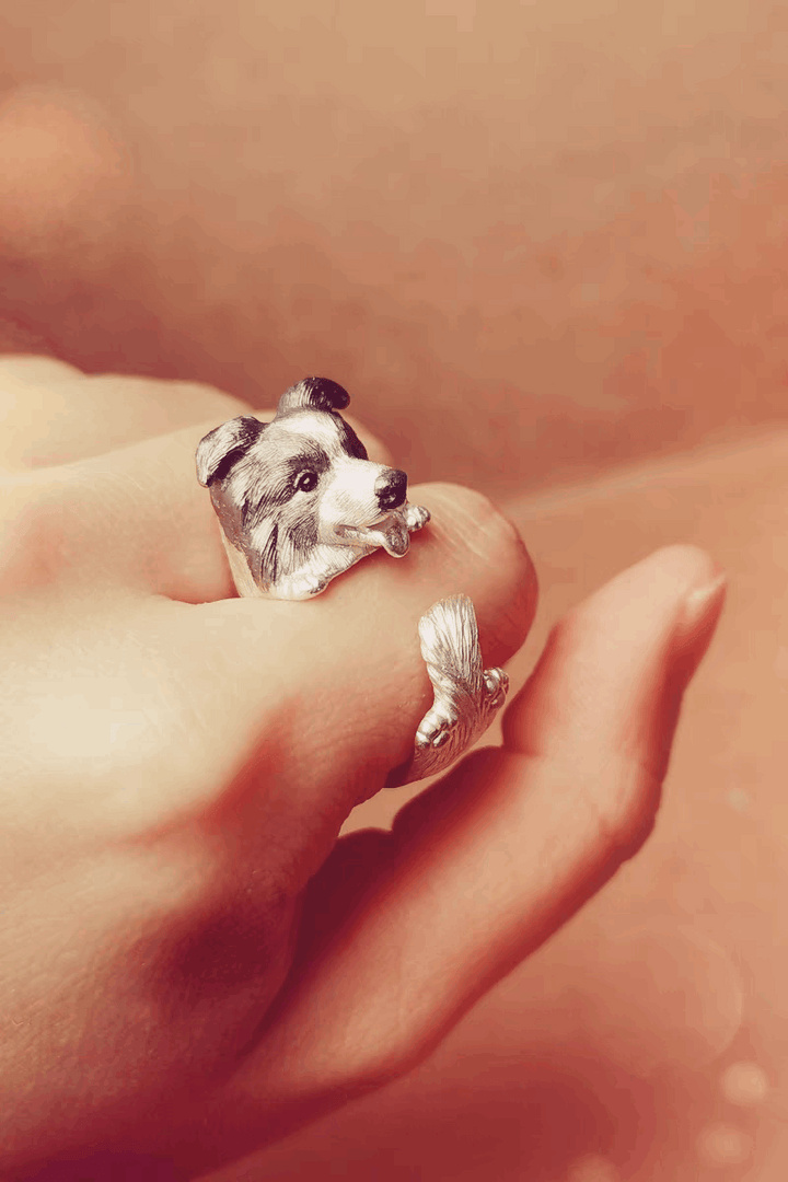 Border Collie Portrait Ring | Pet Silver Ring