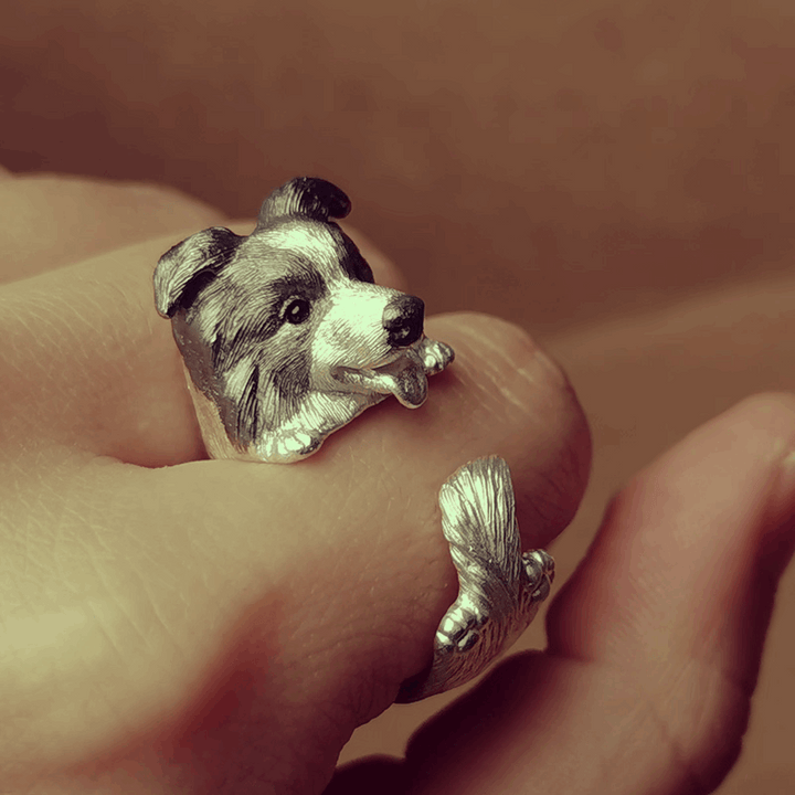 Border Collie Portrait Ring | Pet Silver Ring