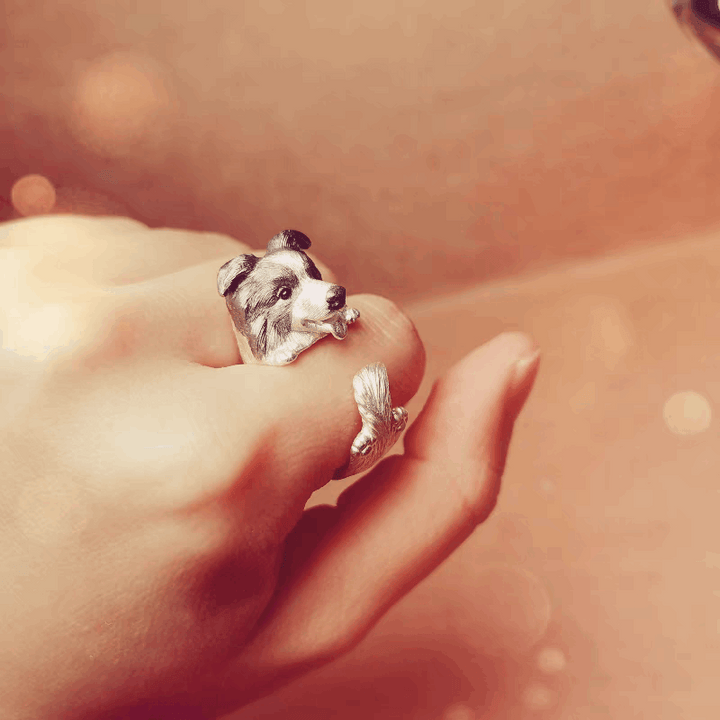 Border Collie Portrait Ring | Pet Silver Ring
