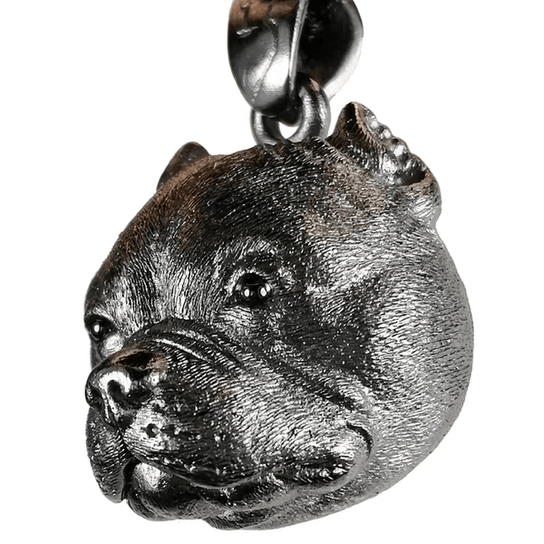 Custom Gift For Your Pitbull Dog: A handmade silver memorial pendant from its portrait