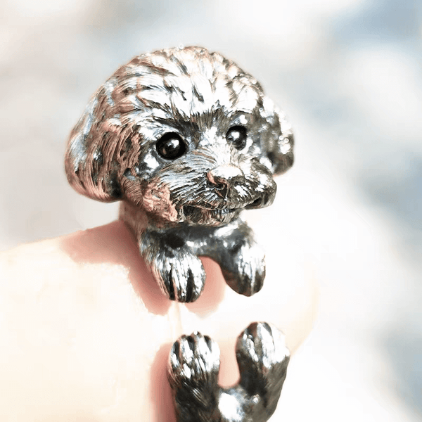 Personalized Gift For Women: A handmade silver teddy dog ring | Pet Memorial Gift