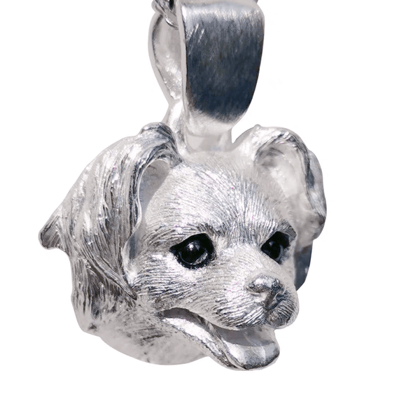 Custom Gift For Your Pastoral Dog:  A handmade silver memorial pendant from its portrait