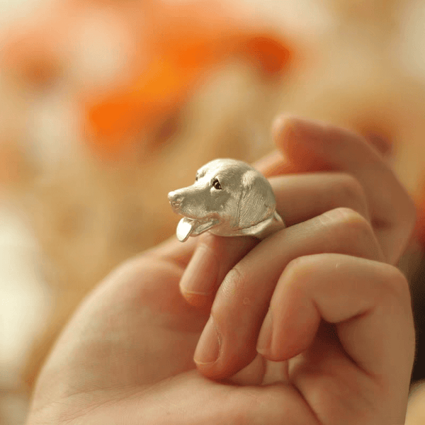 Custom Gift For Women: A handmade silver golden retriever dog ring | Pet Memorial Gift