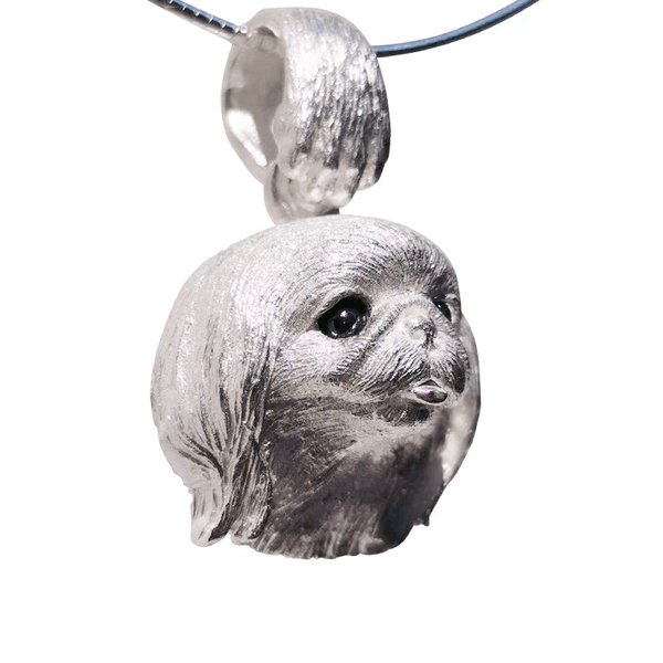 Custom Gift For Your Pekingese:  A handmade silver memorial pendant from its portrait