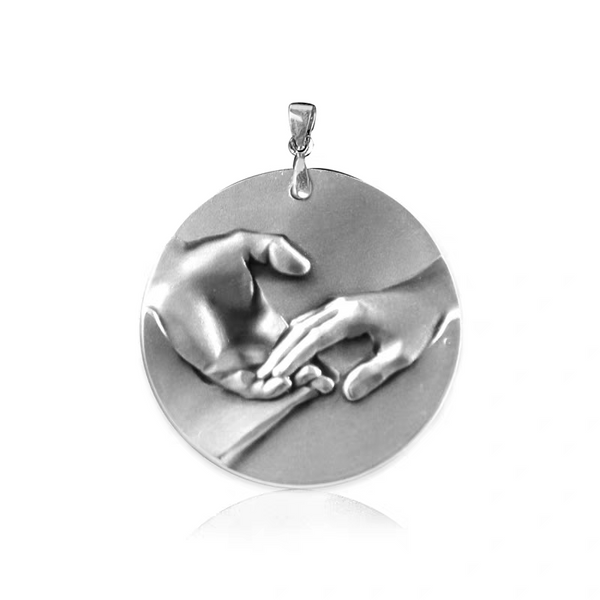 Memorial Gift | Holding your hand | Love Memorial Sterling Silver Hand-carved Hanging Tag