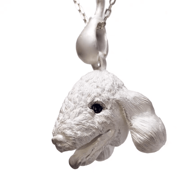 Custom Gift For Your Bedlington: A handmade silver memorial pendant from its portrait
