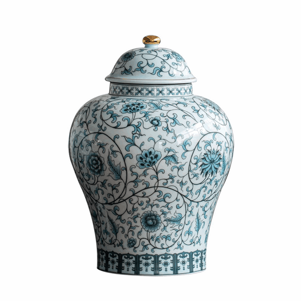 Blue lotus-pattern Chinese Ginger Jar